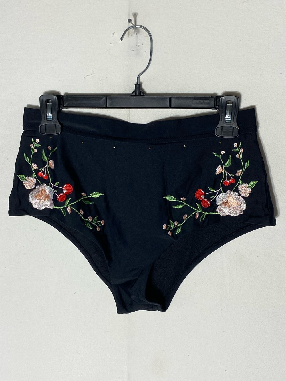 5/$25 Black High Waist Floral Embroidered Bikini Bottoms XL